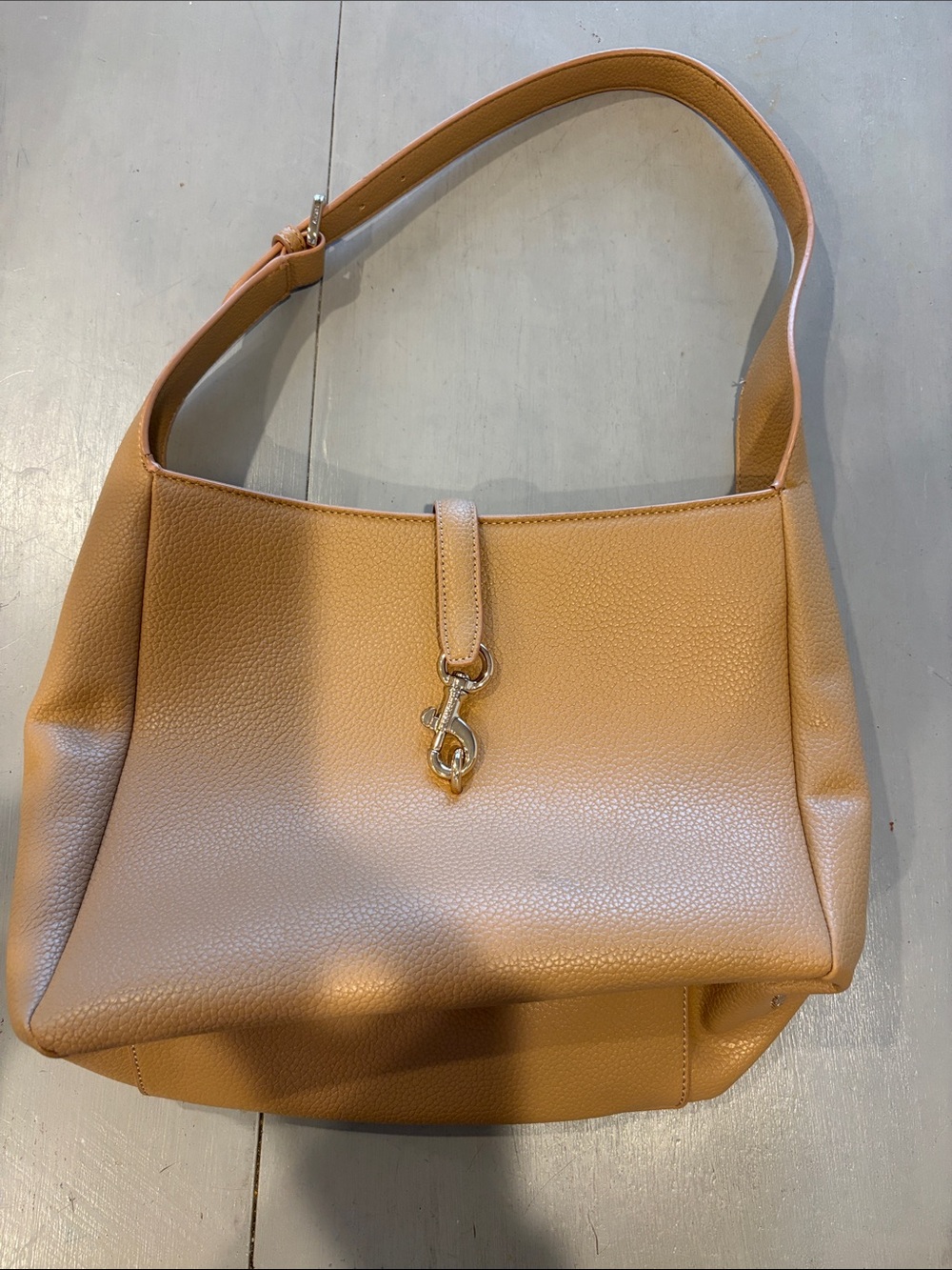 DKNY Pebbled Leather Shoulder Bag in Camel